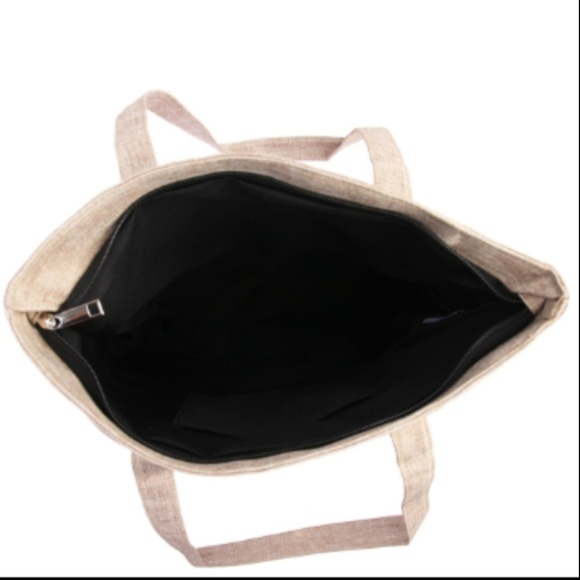 ONE LEFT!! Zip Top Aztec Print Canvas Tote Bag - Picture 2 of 2